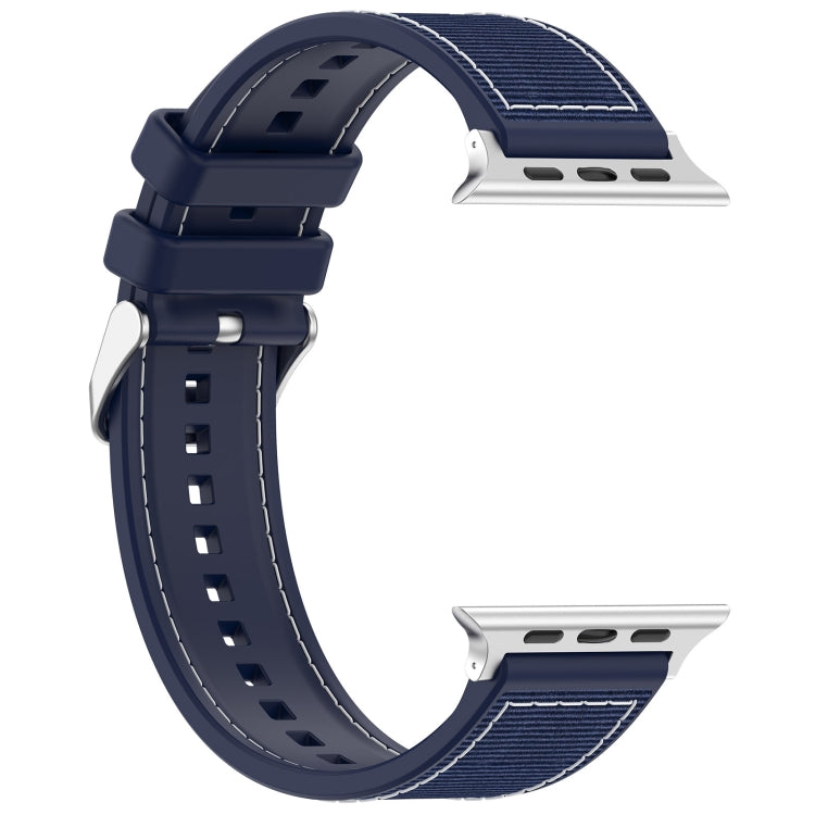 For Apple Watch 38mm Ordinary Buckle Hybrid Nylon Braid Silicone Watch Band(Midnight Blue) - Watch Bands by PMC TechLife | Online Shopping South Africa | PMC TechLife
