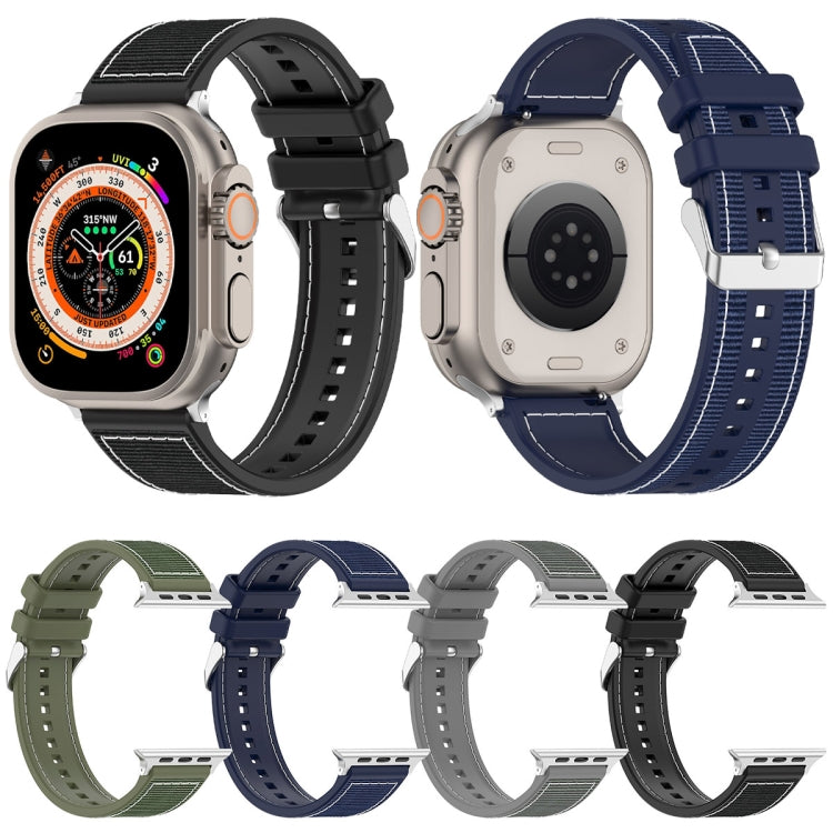For Apple Watch 42mm Ordinary Buckle Hybrid Nylon Braid Silicone Watch Band(Midnight Blue) - free shipping - PMC TechLife - Order now!