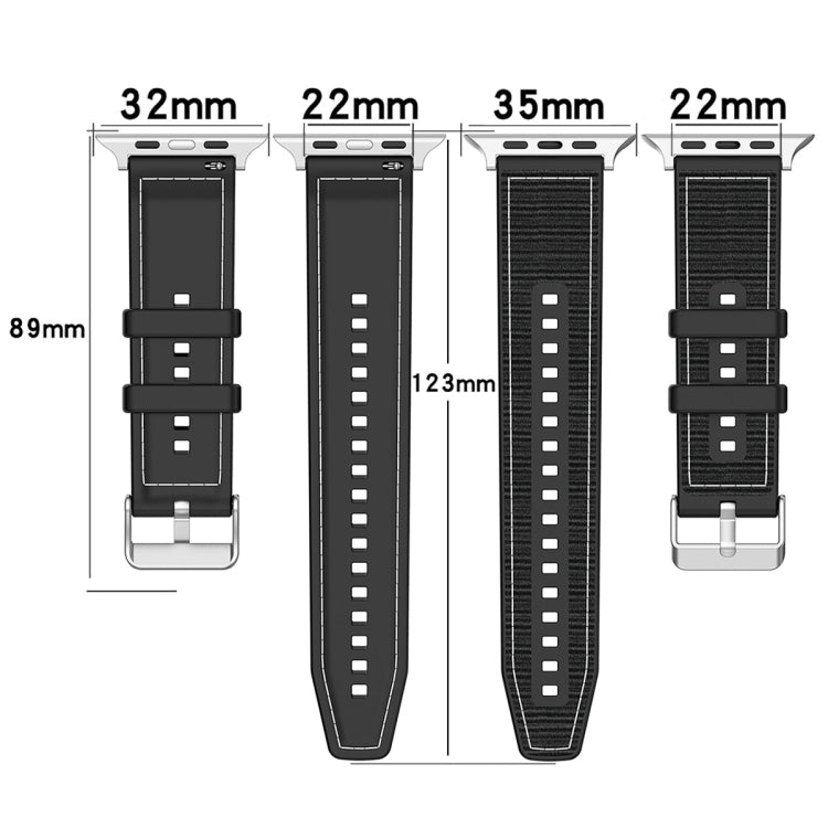 For Apple Watch 42mm Ordinary Buckle Hybrid Nylon Braid Silicone Watch Band(Black) - Watch Bands by PMC TechLife | Online Shopping South Africa | PMC TechLife | Buy Now Pay Later Mobicred