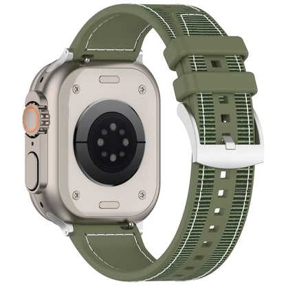 For Apple Watch Series 8 45mm Official Buckle Hybrid Nylon Braid Silicone Watch Band(Green) - Watch Bands by PMC Jewellery | Online Shopping South Africa | PMC Jewellery