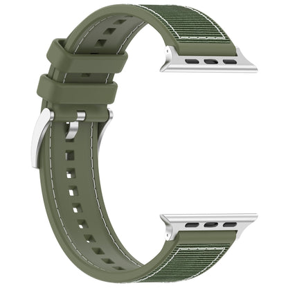 For Apple Watch Series 3 38mm Official Buckle Hybrid Nylon Braid Silicone Watch Band(Green) - Watch Bands by PMC Jewellery | Online Shopping South Africa | PMC Jewellery