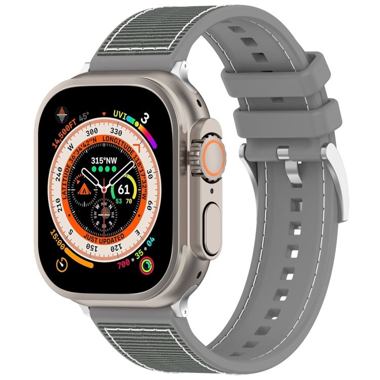 For Apple Watch 38mm Official Buckle Hybrid Nylon Braid Silicone Watch Band(Grey) - Watch Bands by PMC TechLife | Online Shopping South Africa | PMC TechLife