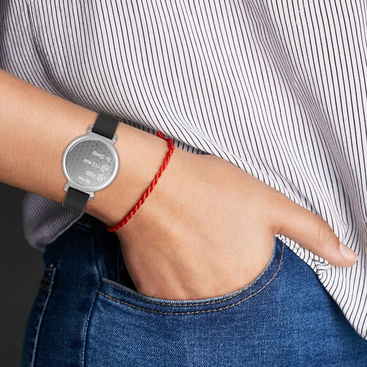For Garmin Lily 2 14mm Silver Buckle Silicone Watch Band Wristband(Black) - Watch Bands by PMC TechLife | Online Shopping South Africa | PMC TechLife