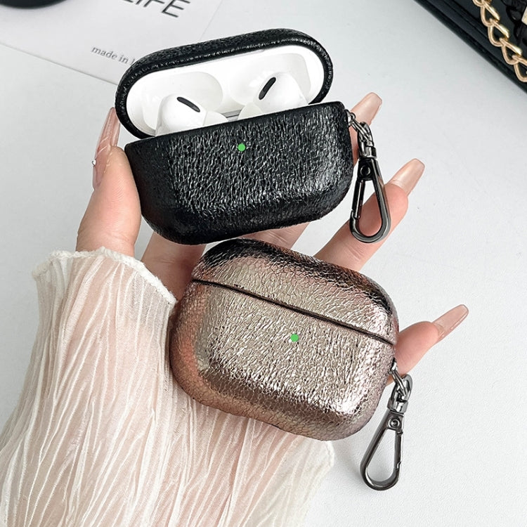 For AirPods Pro Burst Leather Texture Bluetooth Earphone Protective Case(Gold) - For AirPods Pro by PMC Jewellery | Online Shopping South Africa | PMC Jewellery | Buy Now Pay Later Mobicred