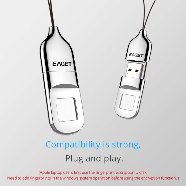 EAGET FU5 64G USB 2.0 Interface Metal Flash U Disk with Fingerprint Identification - free shipping - PMC Jewellery - Order now!