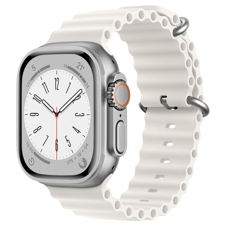 For Apple Watch Series 7 45mm ZGA Ocean Silicone Watch Band(White) - Watch Bands by ZGA | Online Shopping South Africa | PMC Jewellery