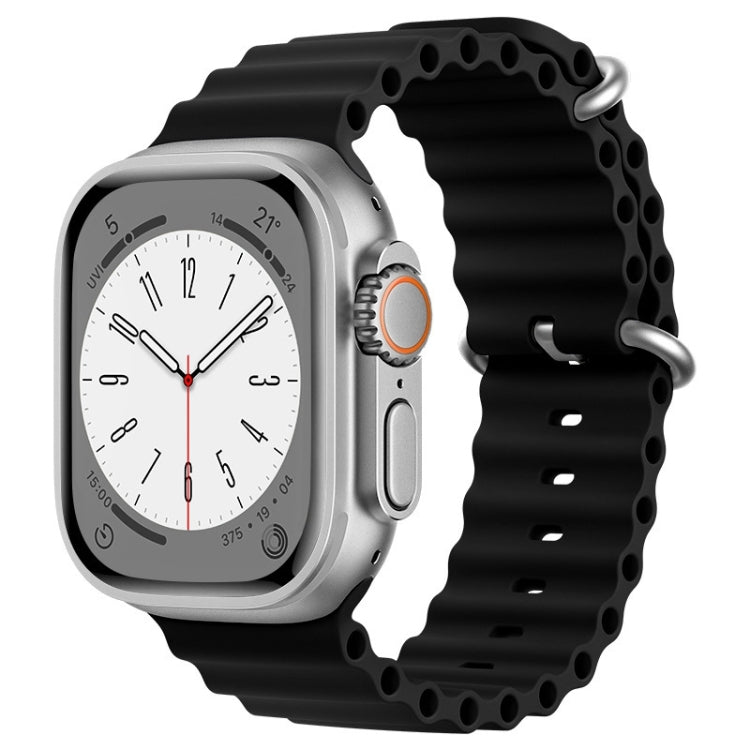 For Apple Watch Series 4 44mm ZGA Ocean Silicone Watch Band(Black) - Watch Bands by ZGA | Online Shopping South Africa | PMC Jewellery