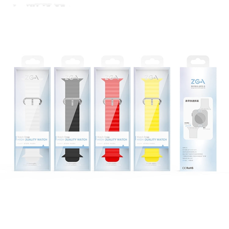 For Apple Watch Series 9 45mm ZGA Ocean Silicone Watch Band(White) - Watch Bands by ZGA | Online Shopping South Africa | PMC TechLife | Buy Now Pay Later Mobicred