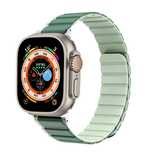 For Apple Watch Series 9 45mm ZGA Two Color Magnetic Silicone Watch Band(Dark Green+Light Green) - Watch Bands by ZGA | Online Shopping South Africa | PMC Jewellery