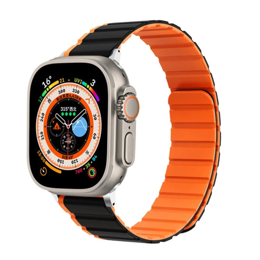 For Apple Watch SE 2022 44mm ZGA Two Color Magnetic Silicone Watch Band(Black+Orange) - Watch Bands by ZGA | Online Shopping South Africa | PMC Jewellery