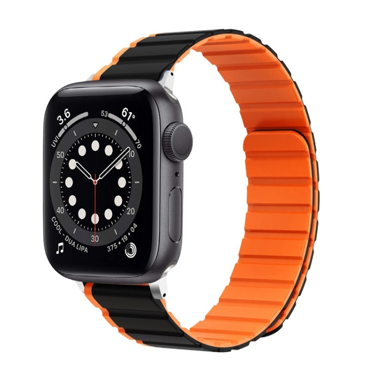 For Apple Watch Series 6 44mm ZGA Two Color Magnetic Silicone Watch Band(Black+Orange) - Watch Bands by ZGA | Online Shopping South Africa | PMC Jewellery | Buy Now Pay Later Mobicred