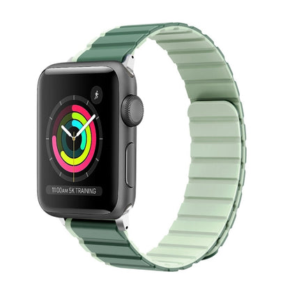 For Apple Watch Series 2 42mm ZGA Two Color Magnetic Silicone Watch Band(Dark Green+Light Green) - Watch Bands by ZGA | Online Shopping South Africa | PMC Jewellery | Buy Now Pay Later Mobicred