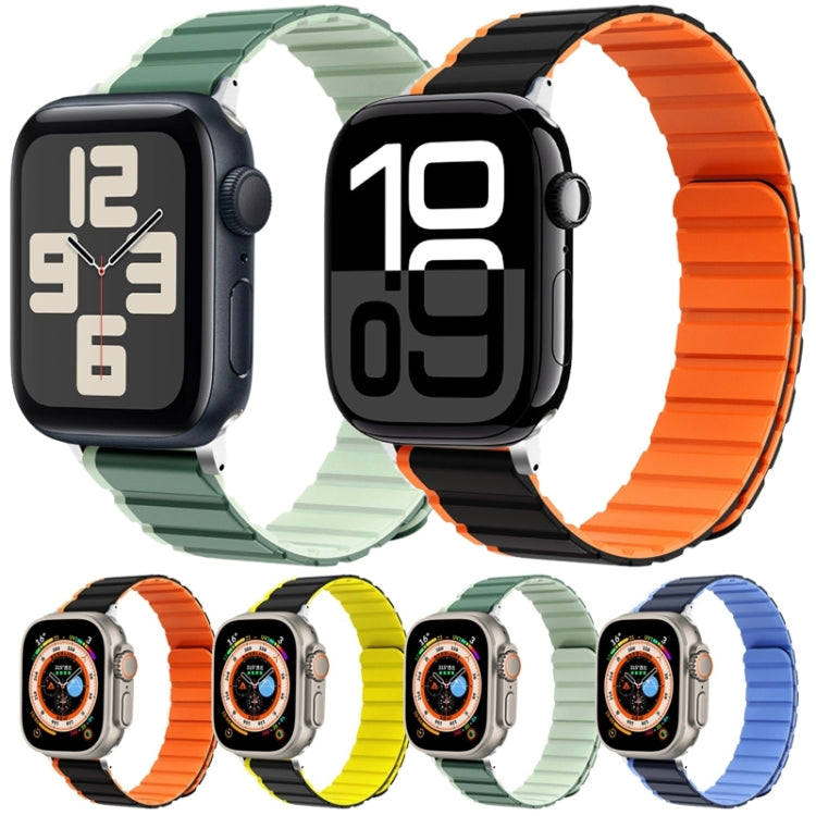 For Apple Watch SE 2023 44mm ZGA Two Color Magnetic Silicone Watch Band(Dark Blue+Light Blue) - Watch Bands by ZGA | Online Shopping South Africa | PMC Jewellery | Buy Now Pay Later Mobicred