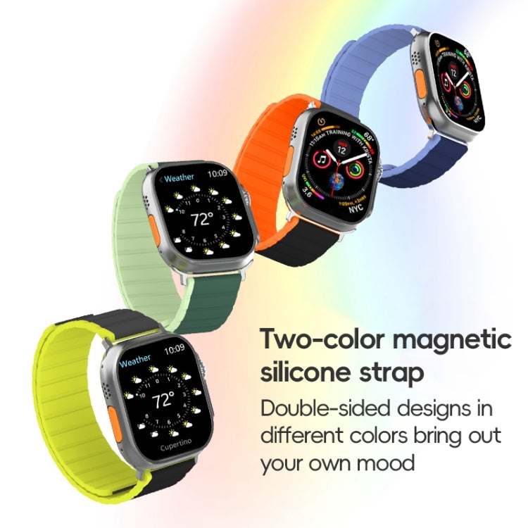 For Apple Watch Series 9 45mm ZGA Two Color Magnetic Silicone Watch Band(Grey+Yellow) - Watch Bands by ZGA | Online Shopping South Africa | PMC Jewellery
