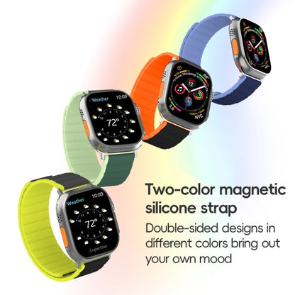 For Apple Watch Ultra 2 49mm ZGA Two Color Magnetic Silicone Watch Band(Black+Orange) - Watch Bands by ZGA | Online Shopping South Africa | PMC Jewellery