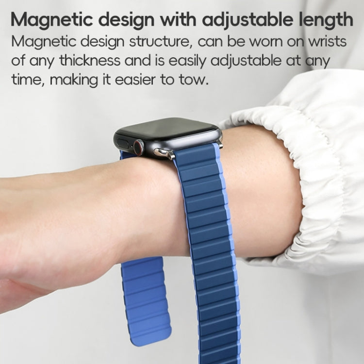 For Apple Watch Series 4 44mm ZGA Two Color Magnetic Silicone Watch Band(Dark Blue+Light Blue) - Watch Bands by ZGA | Online Shopping South Africa | PMC Jewellery | Buy Now Pay Later Mobicred