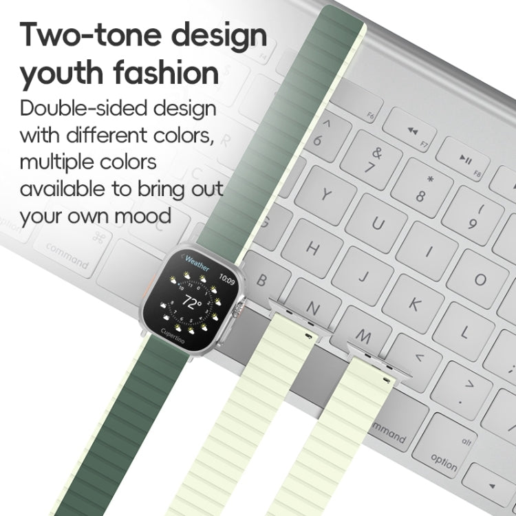 For Apple Watch Series 2 42mm ZGA Two Color Magnetic Silicone Watch Band(Dark Green+Light Green) - Watch Bands by ZGA | Online Shopping South Africa | PMC Jewellery