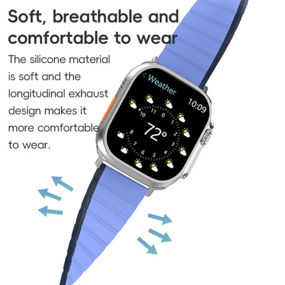 For Apple Watch SE 2023 44mm ZGA Two Color Magnetic Silicone Watch Band(Dark Blue+Light Blue) - Watch Bands by ZGA | Online Shopping South Africa | PMC Jewellery | Buy Now Pay Later Mobicred