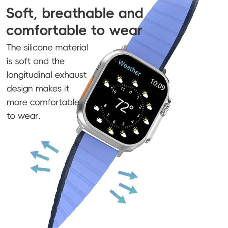 For Apple Watch 42mm ZGA Two Color Magnetic Silicone Watch Band(Dark Blue+Light Blue) - Watch Bands by ZGA | Online Shopping South Africa | PMC Jewellery