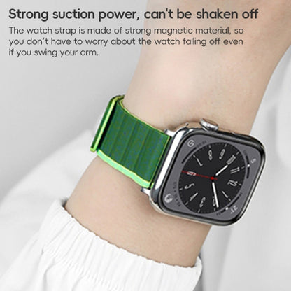 For Apple Watch SE 44mm ZGA Two Color Magnetic Silicone Watch Band(Dark Green+Light Green) - Watch Bands by ZGA | Online Shopping South Africa | PMC Jewellery