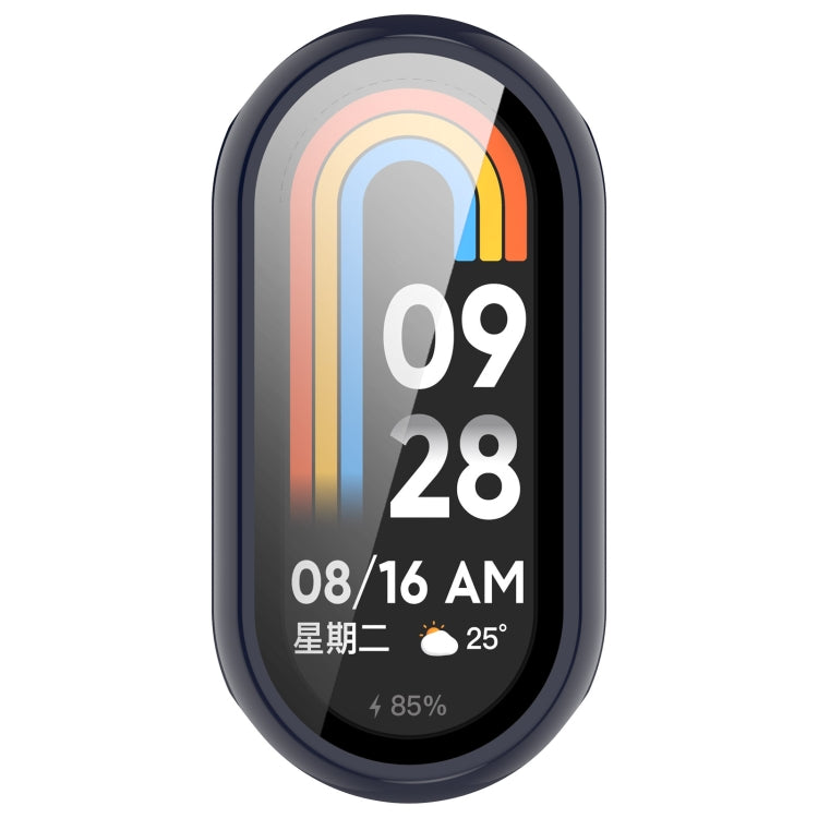 For Xiaomi Mi Band 8 PC + Tempered Film Integrated Protective Watch Case(Ink Blue) - Watch Cases by PMC TechLife | Online Shopping South Africa | PMC TechLife