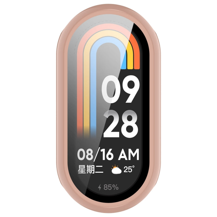 For Xiaomi Mi Band 8 PC + Tempered Film Integrated Protective Watch Case(Pink) - Watch Cases by PMC TechLife | Online Shopping South Africa | PMC TechLife