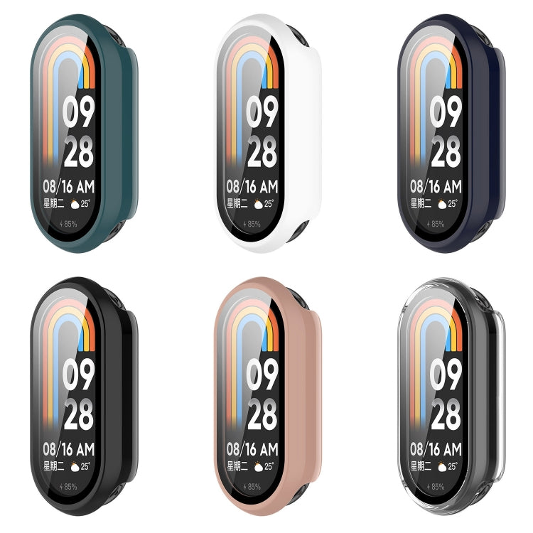 For Xiaomi Mi Band 8 PC + Tempered Film Integrated Protective Watch Case(White) - Watch Cases by PMC TechLife | Online Shopping South Africa | PMC TechLife
