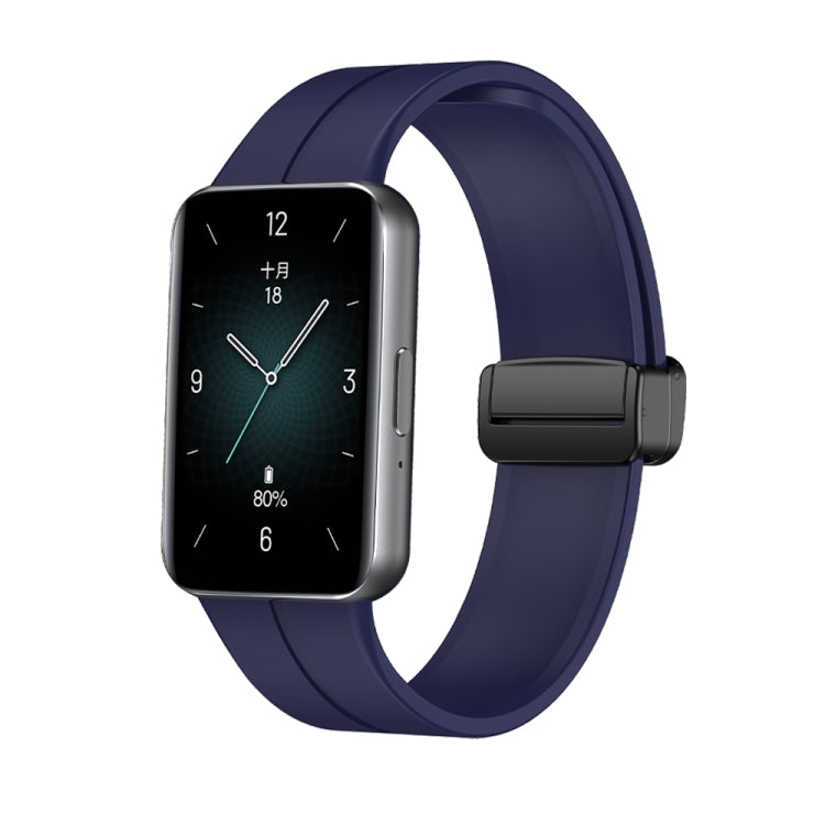 For Honor Band 9 Magnetic Folding Black Buckle Silicone Watch Band(Blue) - Watch Bands by PMC TechLife | Online Shopping South Africa | PMC TechLife | Buy Now Pay Later Mobicred