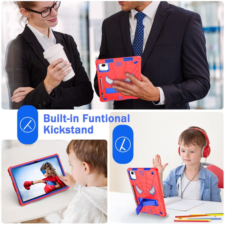 For Lenovo Tab M11/ Xiaoxin Pad 11 2024 Fold-Holder Spider Silicone Hybrid PC Tablet Case(Red Blue) - Lenovo by PMC Jewellery | Online Shopping South Africa | PMC Jewellery | Buy Now Pay Later Mobicred
