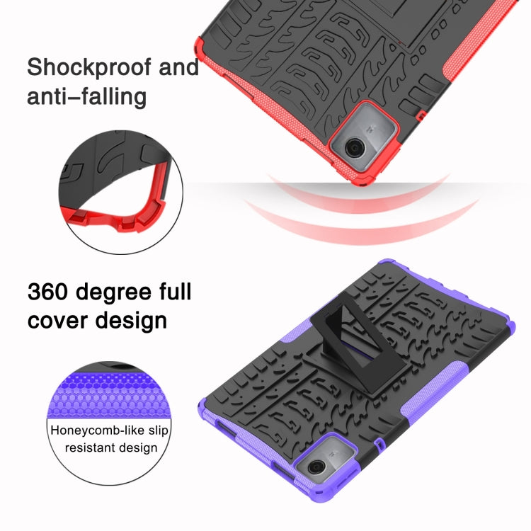 For Lenovo Tab M11/ Xiaoxin Pad 11 2024 Tire Texture TPU Hybrid PC Tablet Case with Holder(Blue) - Lenovo by PMC Jewellery | Online Shopping South Africa | PMC Jewellery | Buy Now Pay Later Mobicred