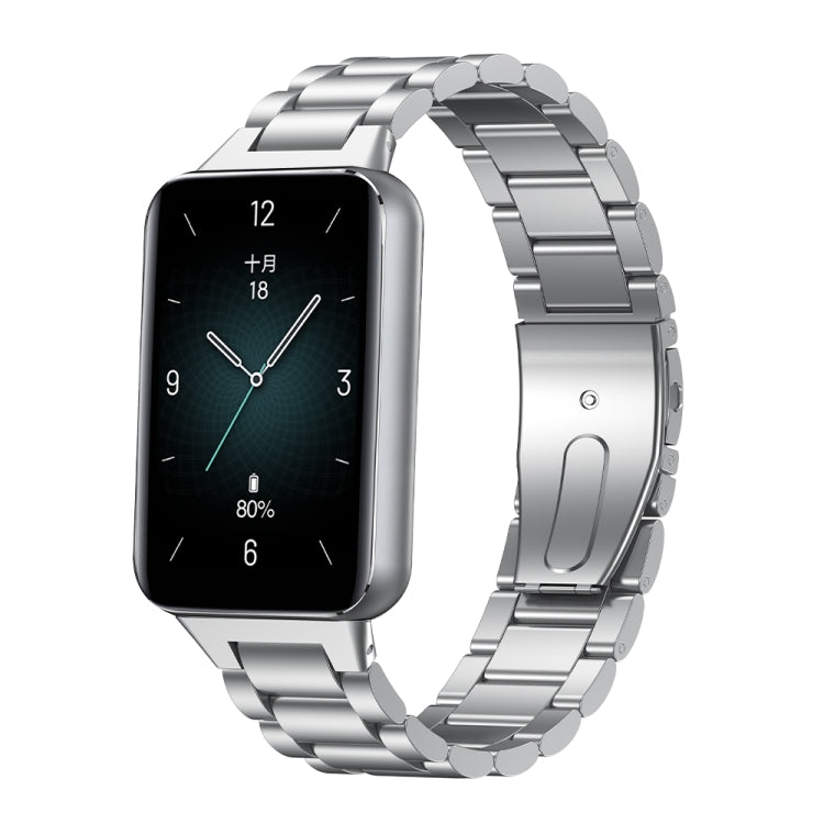 For Honor Band 9 Three Strains Metal Watch Band(Silver) - Watch Bands by PMC TechLife | Online Shopping South Africa | PMC TechLife
