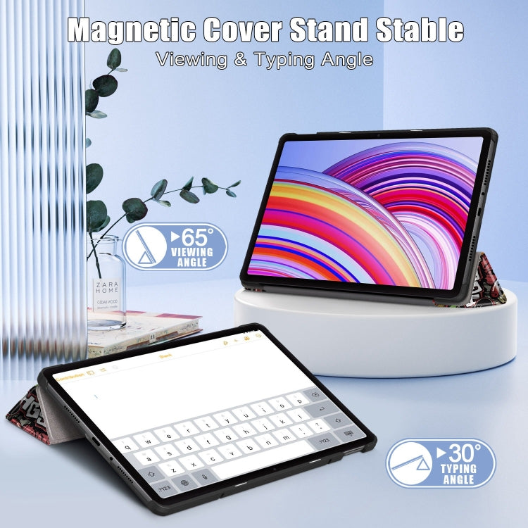 For Xiaomi Redmi Pad Pro 12.1 Custer Painted 3-Fold Stand Leather Smart Tablet Case(Graffiti) - More Tablet Cases by PMC TechLife | Online Shopping South Africa | PMC TechLife | Buy Now Pay Later Mobicred