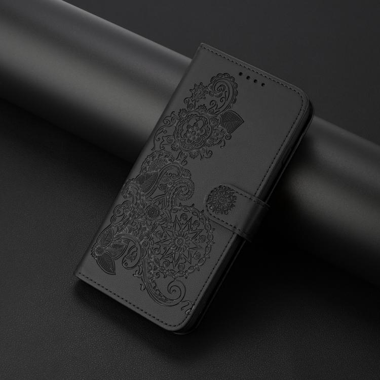 For iPhone 17 Air Datura Flower Embossed Flip Leather Phone Case(Black) - free shipping - PMc TechLife - Order now!