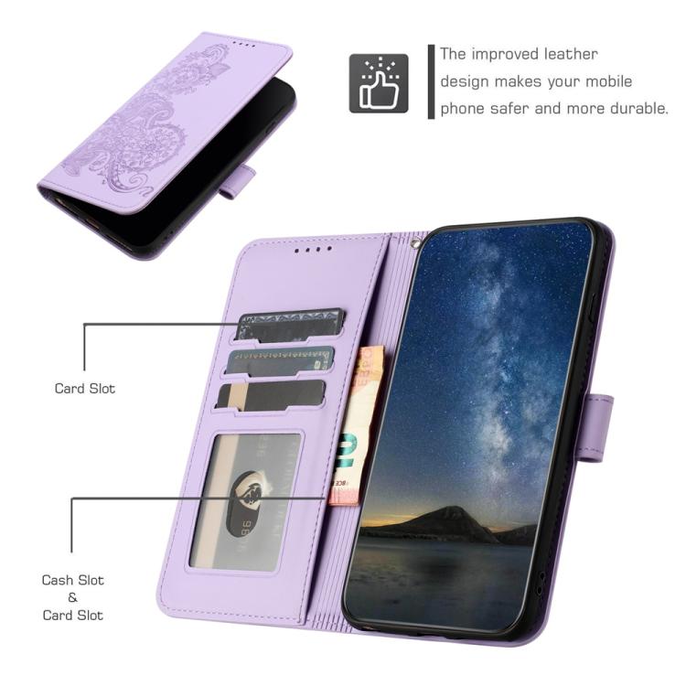 For iPhone 17 Datura Flower Embossed Flip Leather Phone Case(Purple) - free shipping - PMc TechLife - Order now!