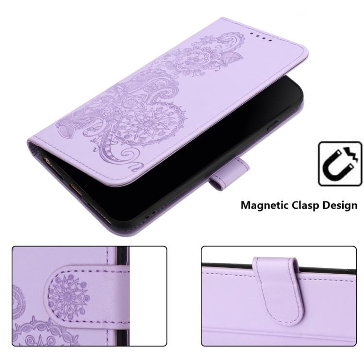 For iPhone 17 Datura Flower Embossed Flip Leather Phone Case(Purple) - free shipping - PMc TechLife - Order now!