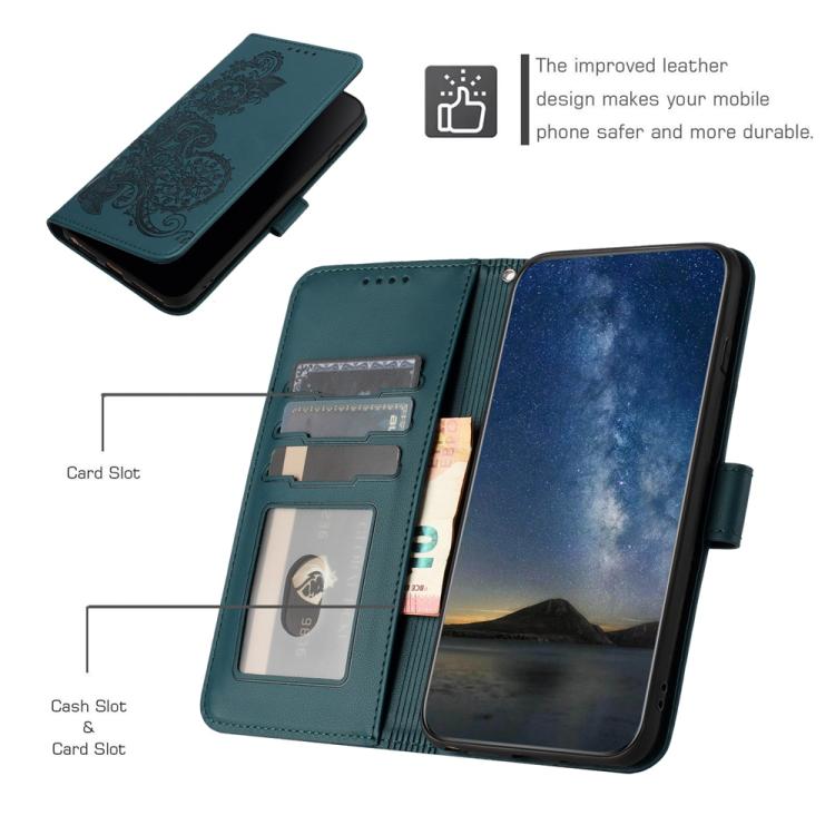 For iPhone 17 Pro Datura Flower Embossed Flip Leather Phone Case(Dark Green) - free shipping - PMc TechLife - Order now!