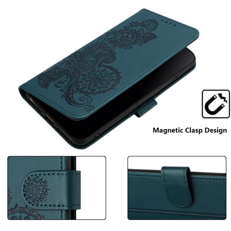 For iPhone 17 Pro Datura Flower Embossed Flip Leather Phone Case(Dark Green) - free shipping - PMc TechLife - Order now!