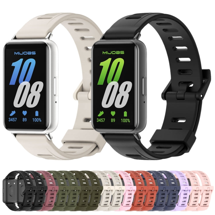 For Samsung Galaxy Fit 3 Mijobs Flat Hole Silicone Watch Band(Orange+Black) - free shipping - PMc TechLife - Order now!
