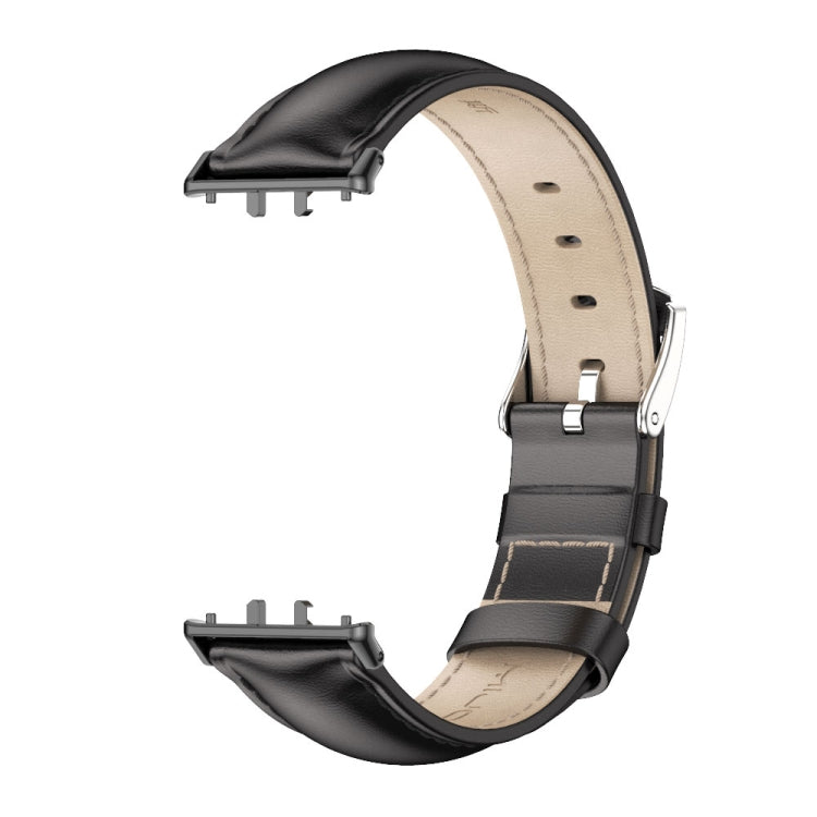 For Samsung Galaxy Fit 3 Mijobs Dual-sided Genuine Leather Watch Band(Black) - Watch Bands by MIJOBS | Online Shopping South Africa | PMc TechLife | Buy Now Pay Later Mobicred