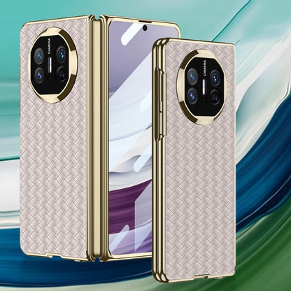 For Huawei Mate X5 GKK Leather Ultra-thin Electroplating Woven Texture Shockproof Phone Case(White) - Huawei Cases by GKK | Online Shopping South Africa | PMC Jewellery | Buy Now Pay Later Mobicred