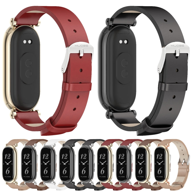For Xiaomi Smart Band 10 / 9 / 8 Mijobs GT4 First Layer Cowhide Watch Band(Black Silver) - free shipping - PMc TechLife - Order now!
