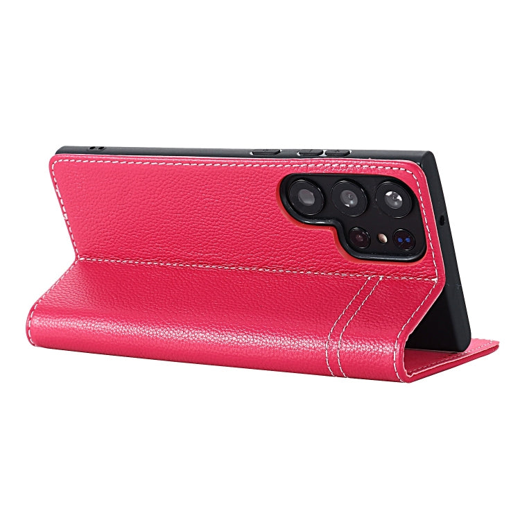 For Samsung Galaxy S24+ 5G GEBEI Top-grain Horizontal Flip Leather Phone Case(Rose Red) - Galaxy S24+ 5G Cases by GEBEI | Online Shopping South Africa | PMC Jewellery | Buy Now Pay Later Mobicred