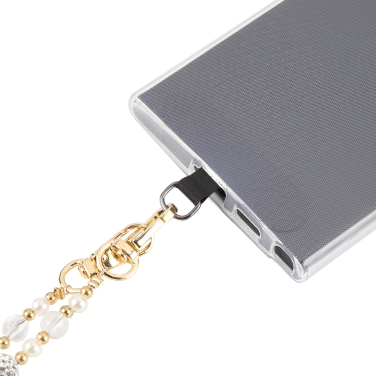 Mobile Phone Anti-lost Long Chain Flash Diamond Pearl Crossbody Lanyard(Pink) - Lanyards & Wrist Straps by PMc TechLife | Online Shopping South Africa | PMc TechLife | Buy Now Pay Later Mobicred