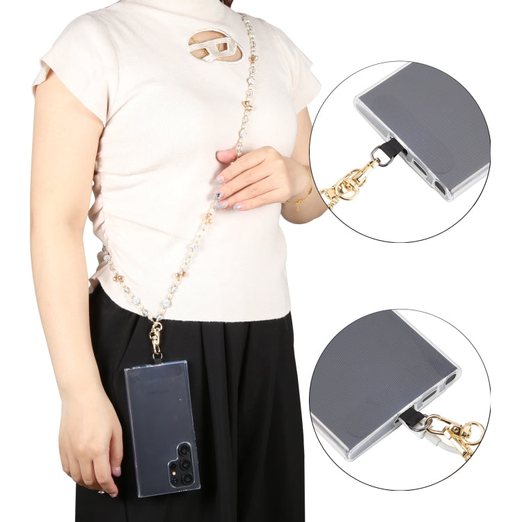 Mobile Phone Anti-lost Long Chain Flash Diamond Pearl Crossbody Lanyard(Black) - Lanyards & Wrist Straps by PMc TechLife | Online Shopping South Africa | PMc TechLife | Buy Now Pay Later Mobicred