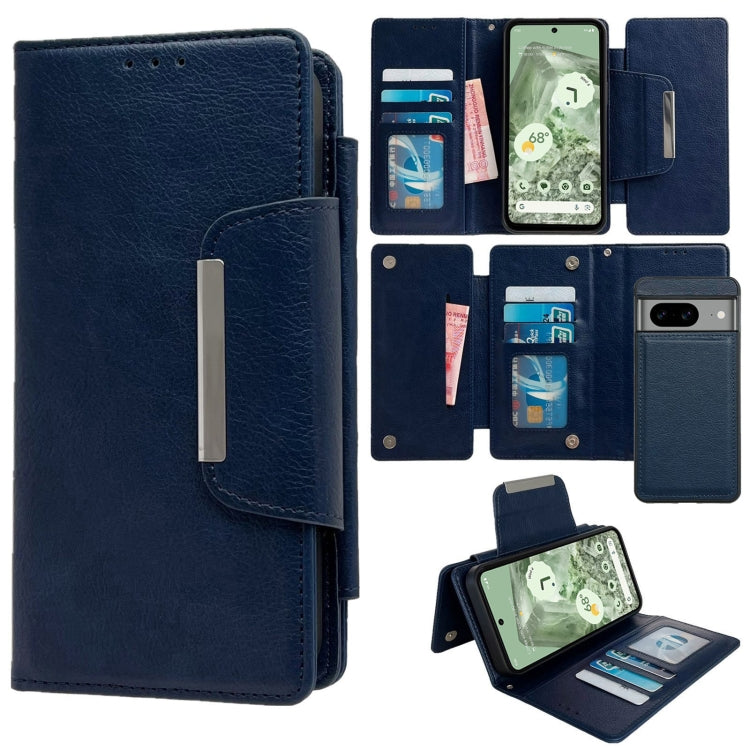 For Google Pixel 8 Multifunctional 7-Card Wallet Leather Phone Case(Royal Blue) - Google Cases by PMC TechLife | Online Shopping South Africa | PMC TechLife | Buy Now Pay Later Mobicred
