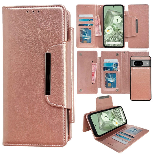 For Google Pixel 7 Multifunctional 7-Card Wallet Leather Phone Case(Rose Gold) - Google Cases by PMC Jewellery | Online Shopping South Africa | PMC Jewellery | Buy Now Pay Later Mobicred