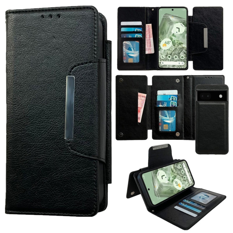 For Google Pixel 6a Multifunctional 7-Card Wallet Leather Phone Case(Black) - Google Cases by PMC TechLife | Online Shopping South Africa | PMC TechLife | Buy Now Pay Later Mobicred