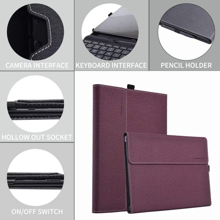 For Microsoft Surface Pro 10 Cloth Texture PC Tablet Protective Case(Wine Red) - Others by PMC TechLife | Online Shopping South Africa | PMC TechLife | Buy Now Pay Later Mobicred