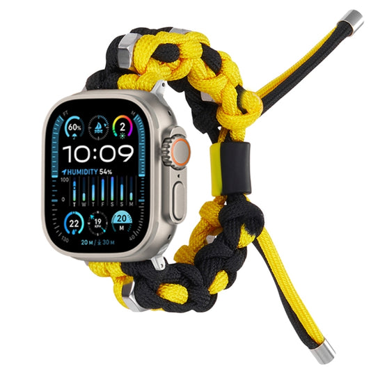 For Apple Watch Ultra 2 49mm Screw Nut Dual-Color Braided Paracord Watch Band(Black Yellow) - Watch Bands by PMC Jewellery | Online Shopping South Africa | PMC Jewellery | Buy Now Pay Later Mobicred