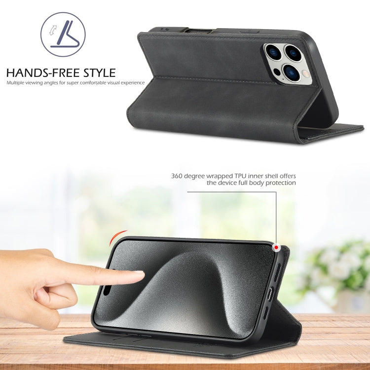 For iPhone 16 Pro Max LC.IMEEKE Strong Magnetism Microfiber Leather Phone Case(Black) - iPhone 16 Pro Max Cases by LC.IMEEKE | Online Shopping South Africa | PMC Jewellery | Buy Now Pay Later Mobicred